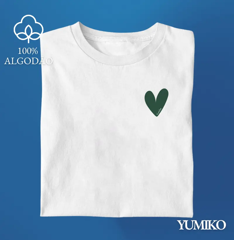 Tshirt em Algodão com Estampa Heartbeat - Verde