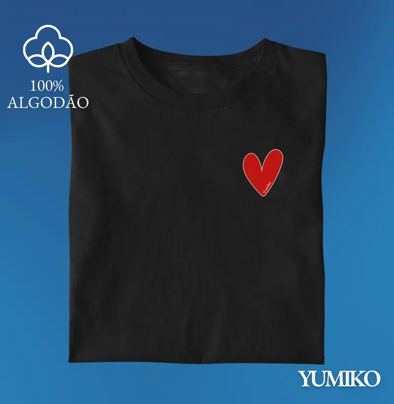 Tshirt em Algodão com Estampa Heartbeat - Vermelho
