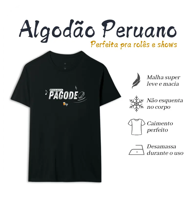 CASAL - Prazer, Pagode (uma única camiseta - tem que adicionar a outra estampa no carrinho, também!)