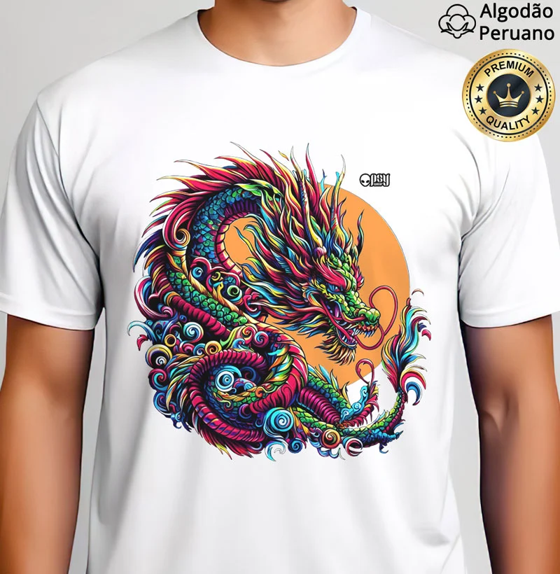 Dragão Chinês em Eclipse (Algodão Peruano)