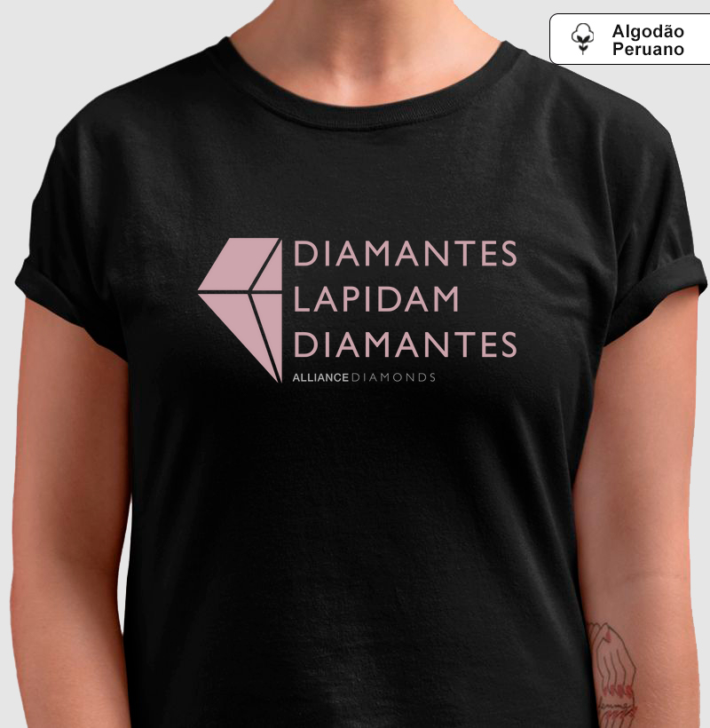 Camiseta Alliance Diamonds - Diamantes lapidam Diamantes Rosa I Preto