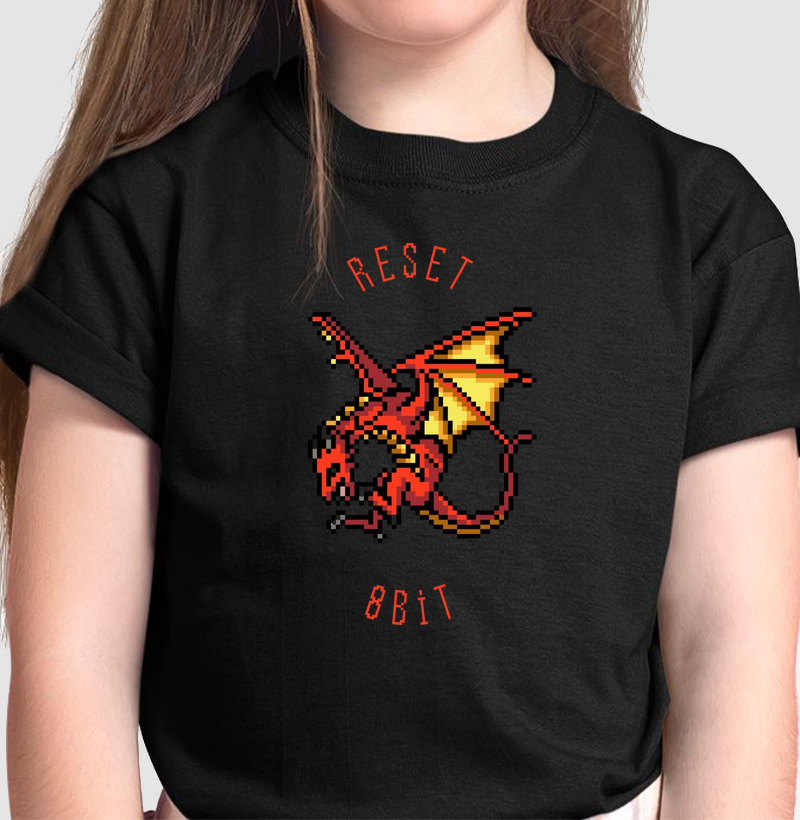 Camiseta Infantil Dragão Vermelho Reset8Bit