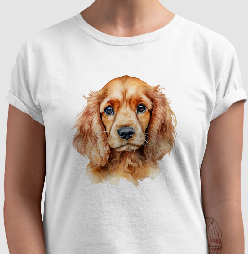  Camiseta - Cocker Spaniel aquarela