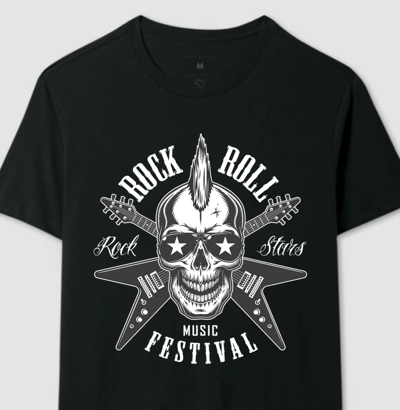 Rock Roll Skull white