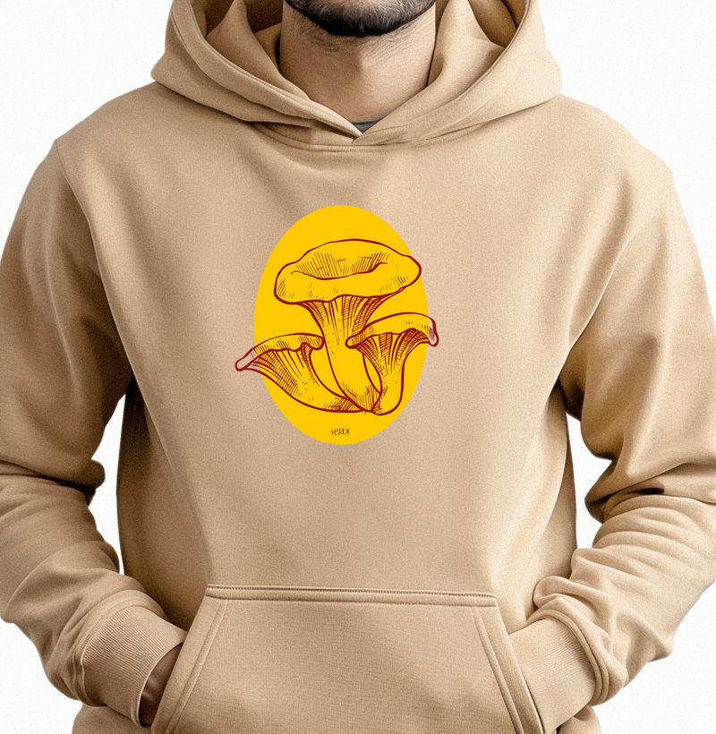 Cogumelos fundo amarelo