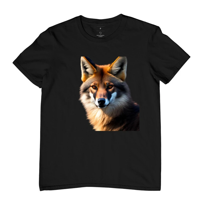 Camisa estampa de Lobo Guará pelagem cheia lateral