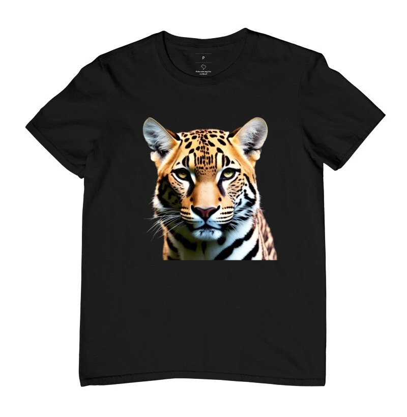 Camisa estampa de jaguatirica foto frontal