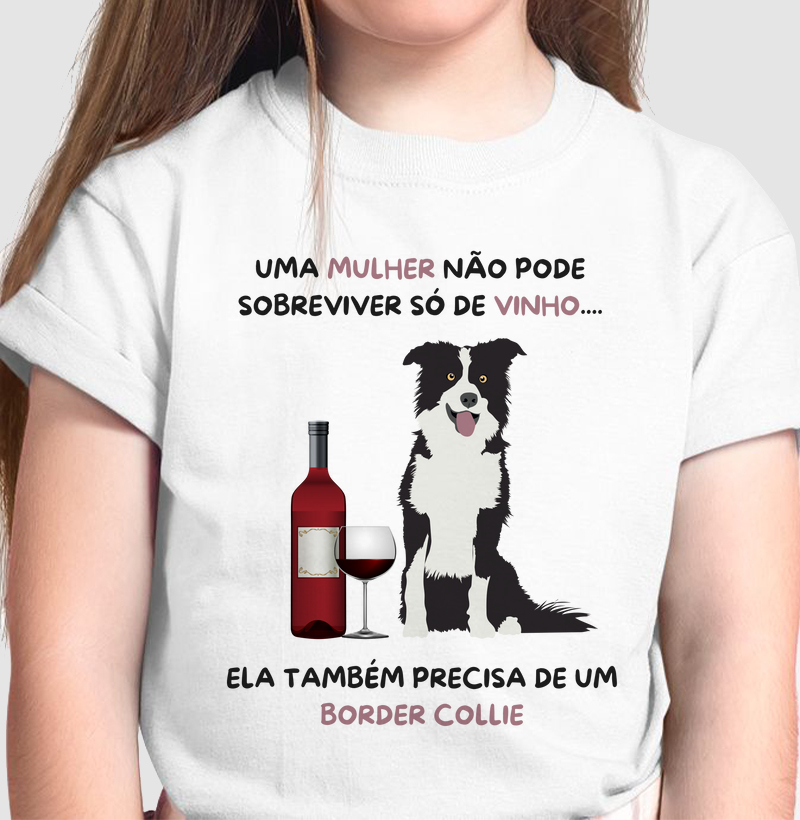 Mulher, vinho e border collie