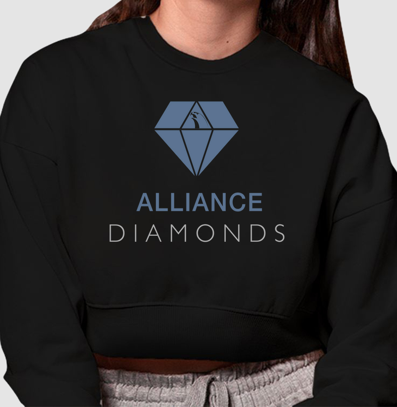 Moletom Cropped Alliance Diamonds - Logo Azul I Preto