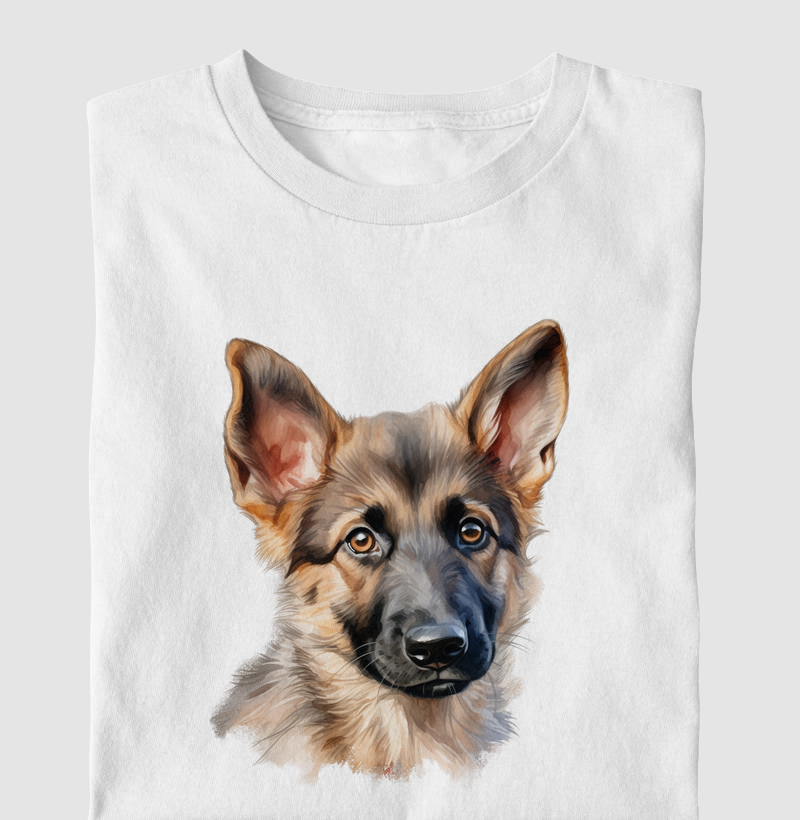 Camiseta - Pastor Alemão aquarela