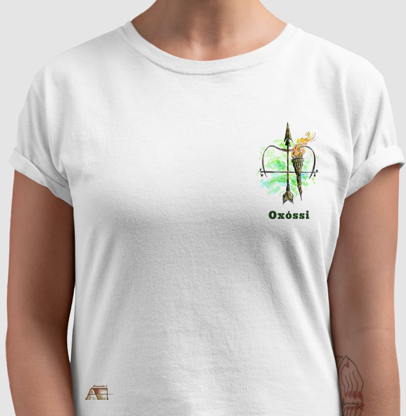  Camiseta Espírito da Caça no peito Oxóssi Invisível 100% Algodão