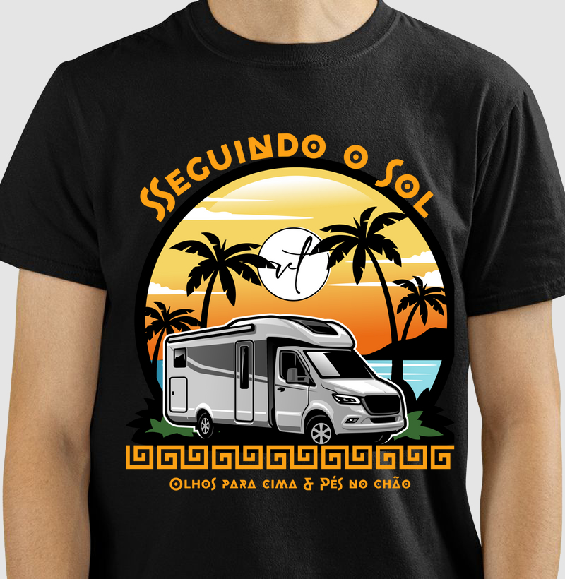 SEGUINDO. T-SHIRT Black Rom - Coleção Travel Vitcig