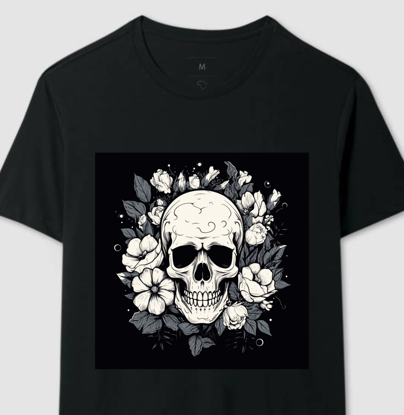 Camiseta Velhos Decreptos Caveira Zumbi P&B