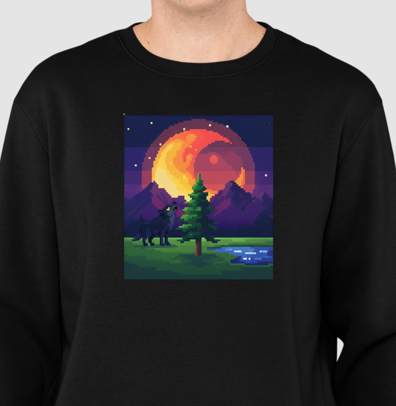 Suéter Moletom O Luar do Lobo Reset8Bit