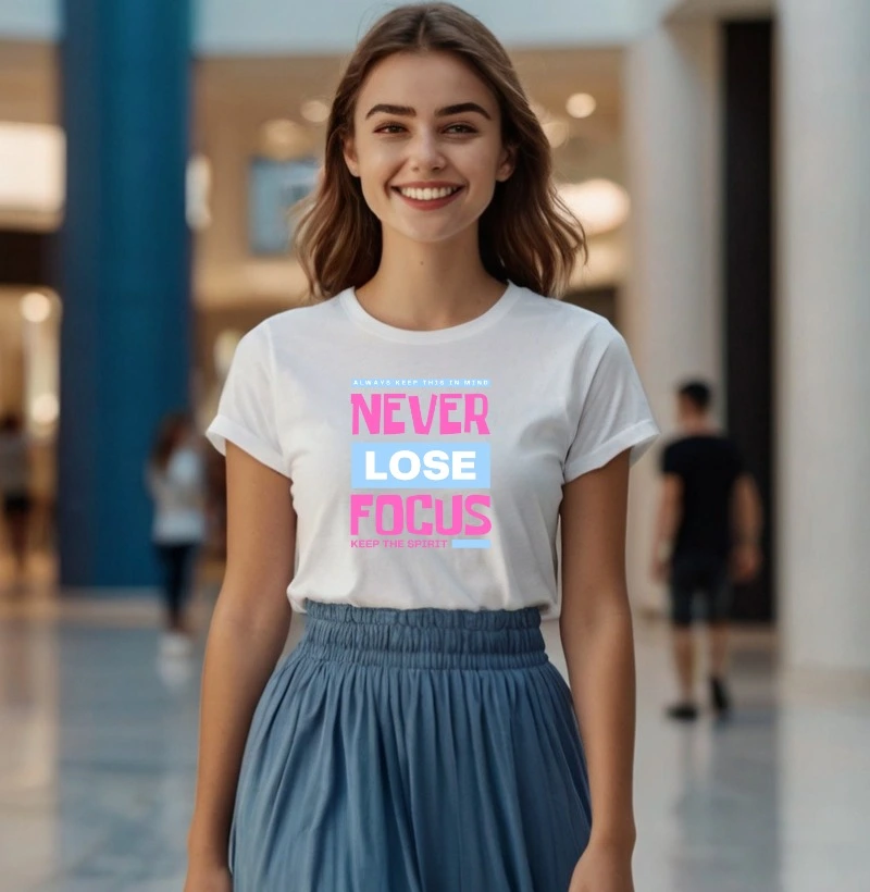 T-SHIRT FEMININA - NUNCA PERCA O FOCO