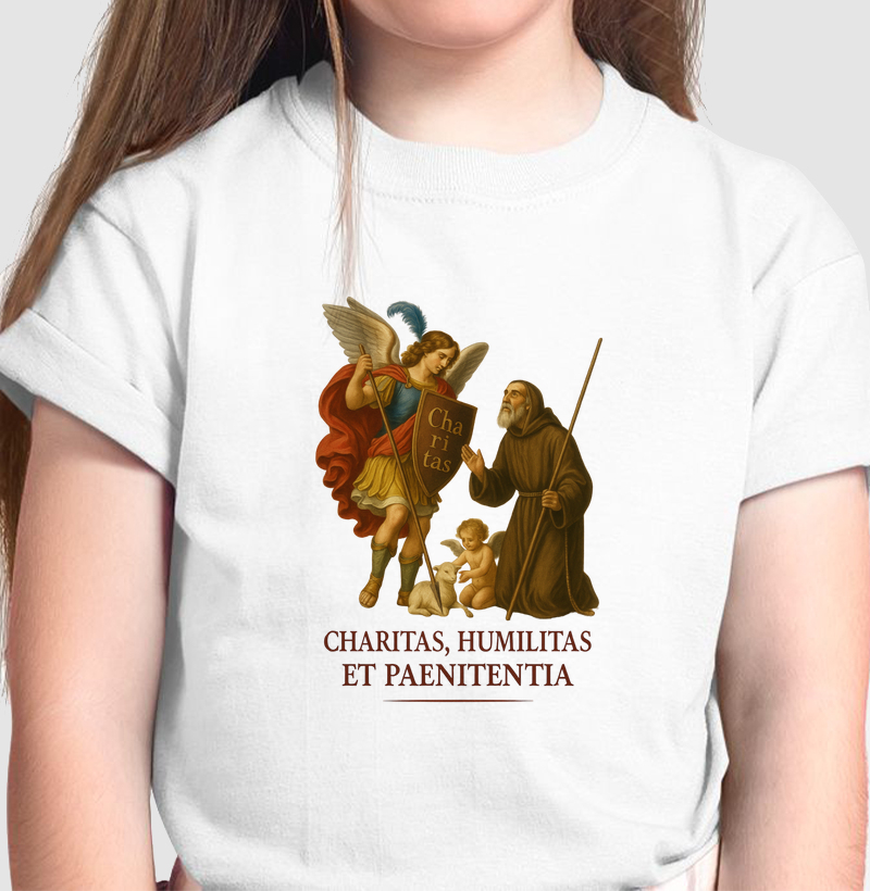 Camiseta Infantil Charitas, Humilitas et Paenitentia