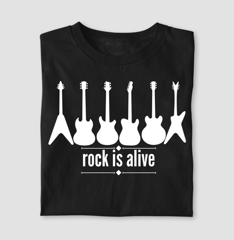 guitarra rock is alive (estampa preta)