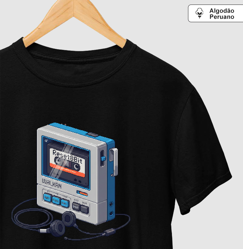 Camiseta Algodão Peruano Walkman Reset8Bit 