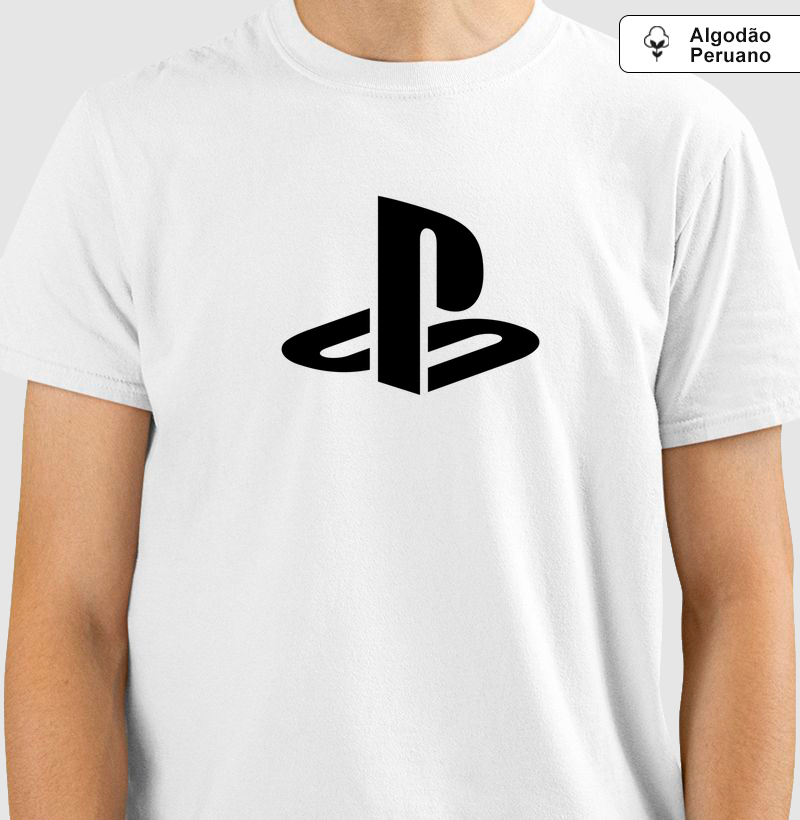 Camisa Algodão Peruano Play Station logo (V. Black)