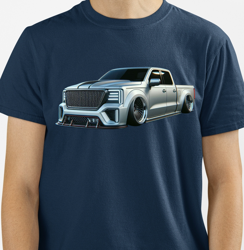 Camiseta com Estampa de Pick-up Rebaixada