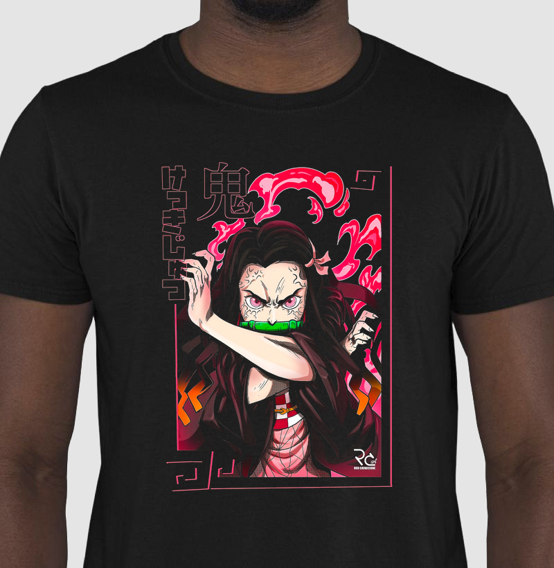 Camiseta Preta Nezuko Rage Mode – Edição Demon Power