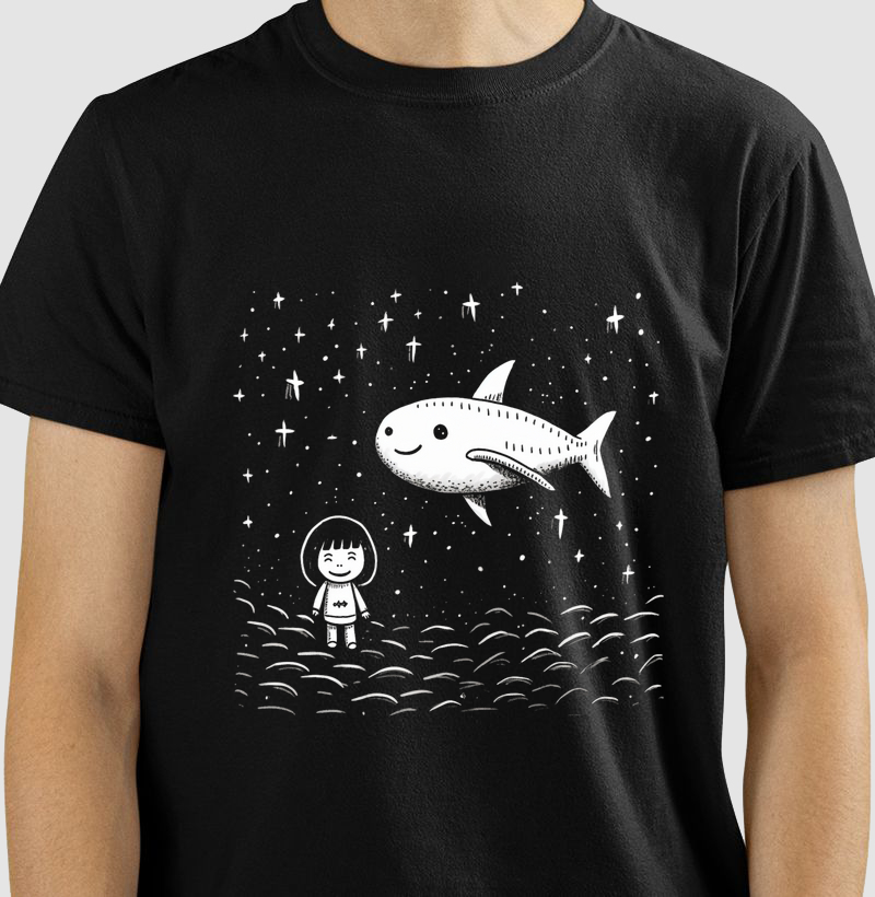 Camiseta Tubarão e Menina