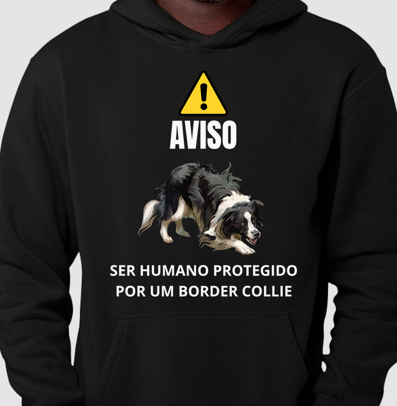 Atenção! Ser humano protegido por um border collie