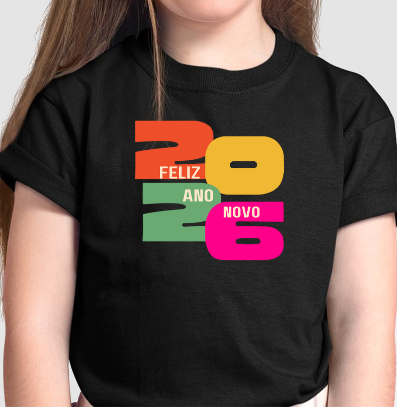 Camiseta Infantil Feliz Ano Novo 2026 – Réveillon