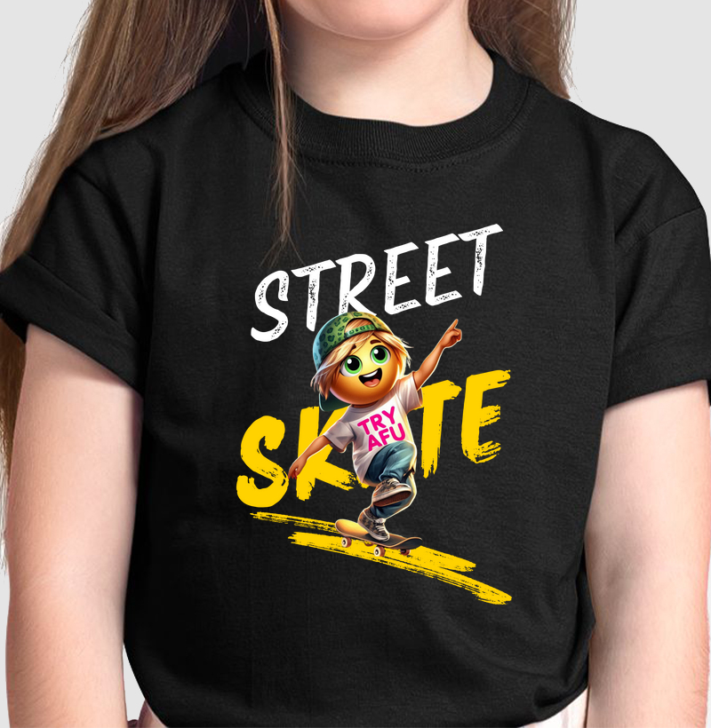 🛹🔥 Para os Pequenos Skatistas que Já Têm Atitude! - Estampa Exclusiva "Try Afú Street Skate" – Conforto, Estilo e Atitude! 🛹🔥 