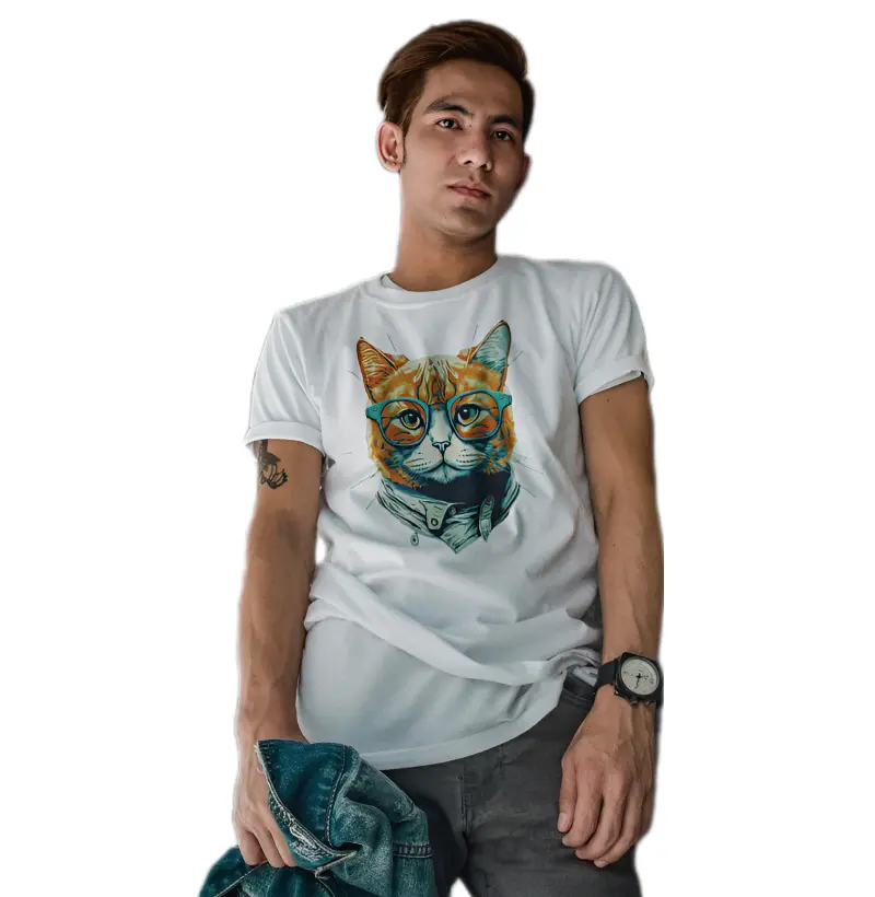 Camiseta Básica Gato Vintage 
