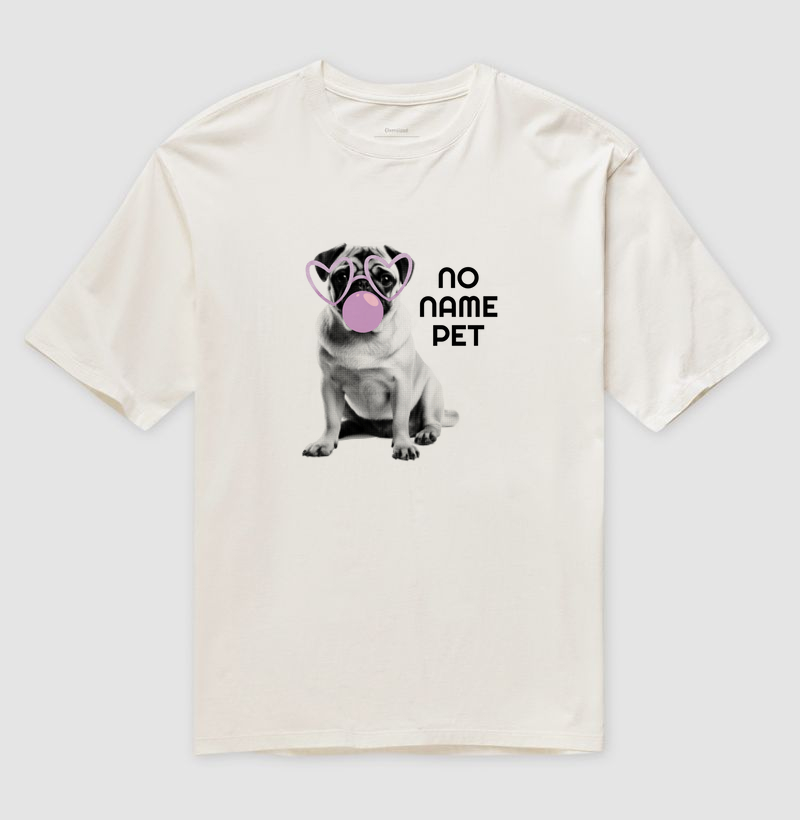 Camiseta Oversized Pug Bubble