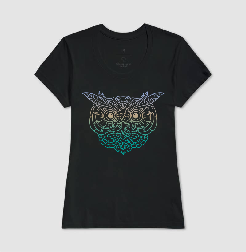 camiseta feminina de coruja
