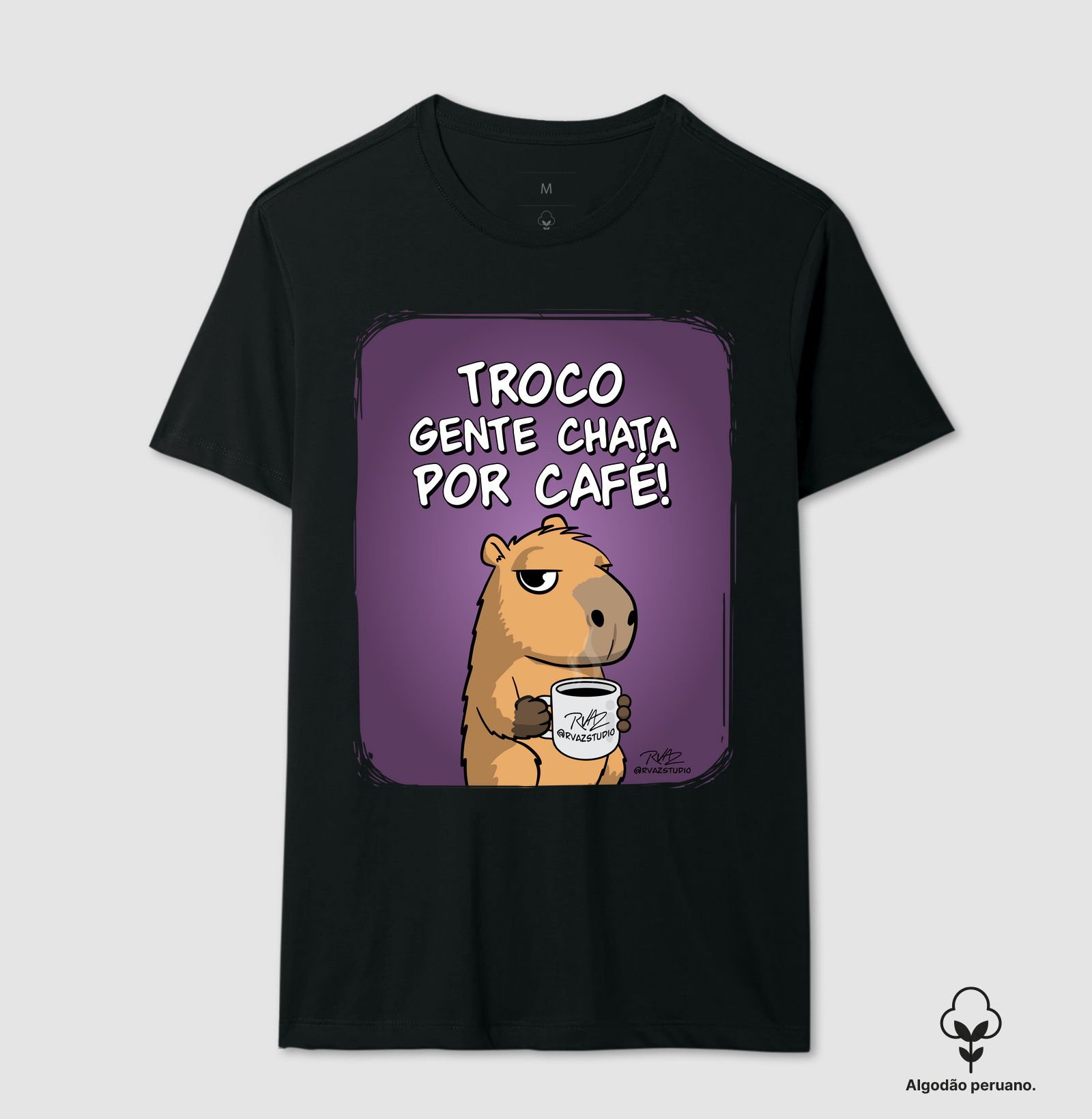 Camiseta Capivara Troco por Café