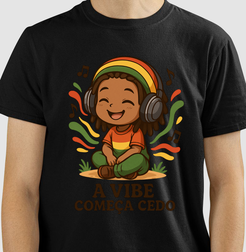 camiseta algodão estampa baby reggae