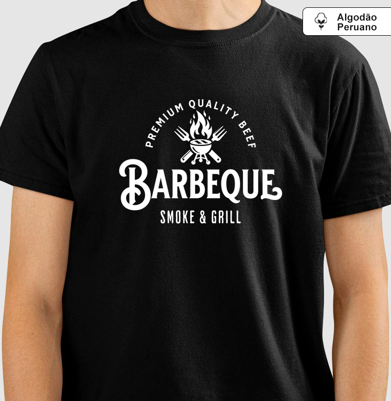 Barbecue Lifestyle: Camiseta em Algodão Peruano - Design Autêntico para Amantes do Churrasco