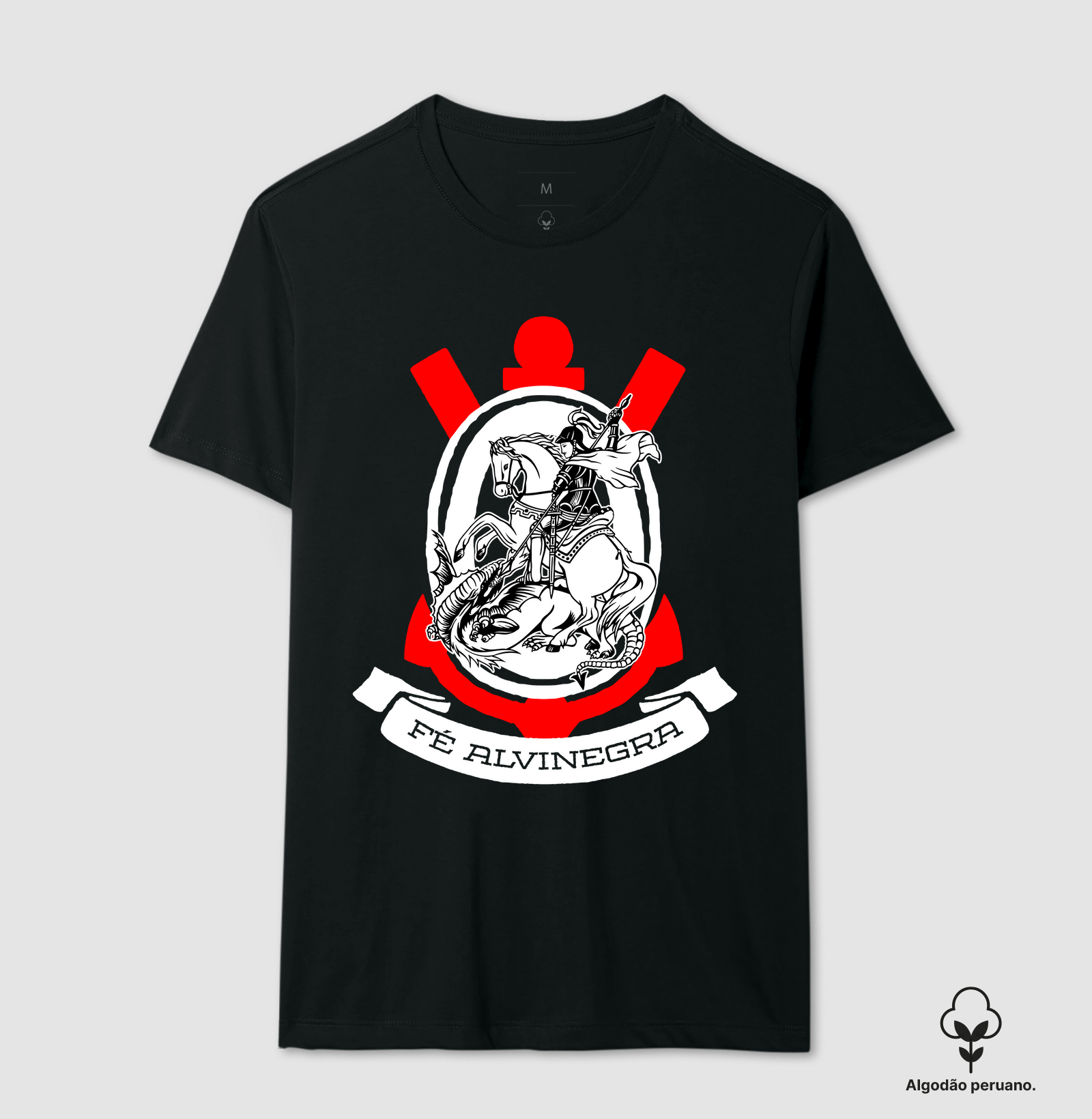Camiseta Algodão Peruano São Jorge - Fé Alvinegra