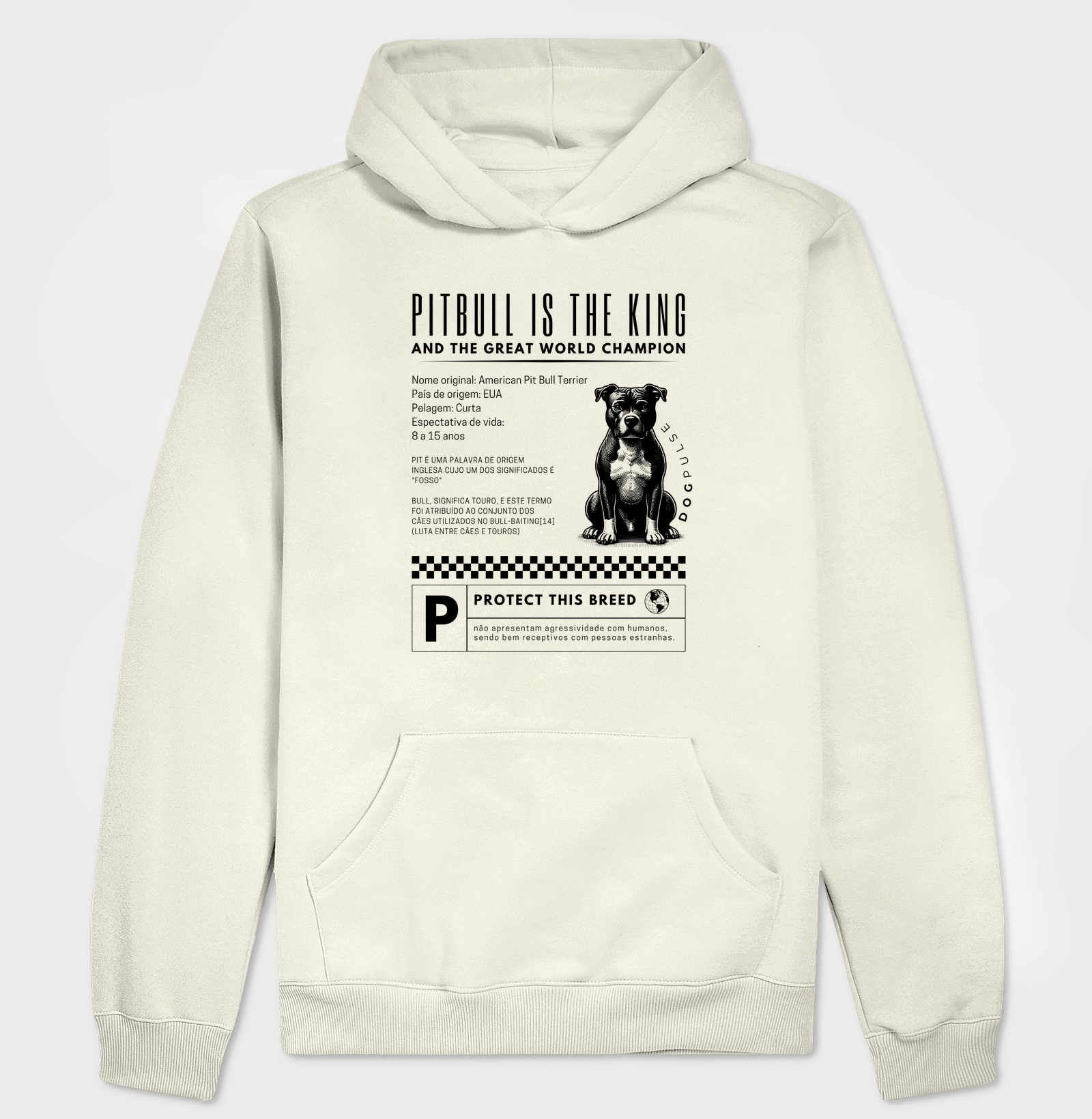 Hoodie Moletom Dog Pulse Pitbull Is The King – Loyalty Unleashed 