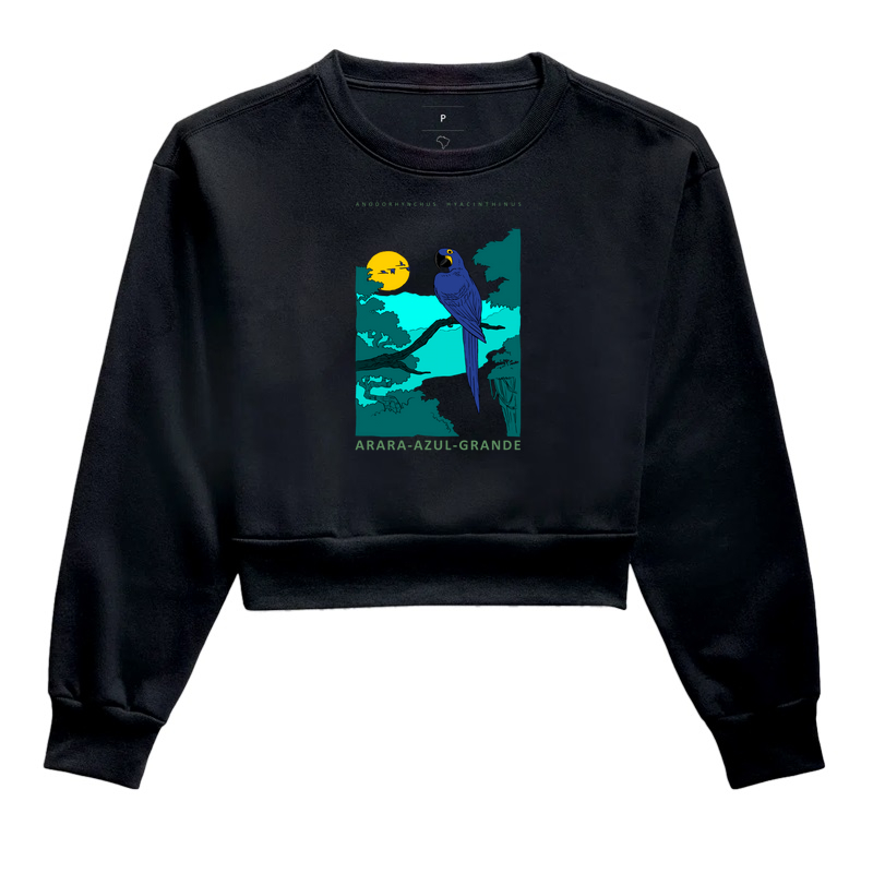 Moletom Cropped Arara-azul-grande