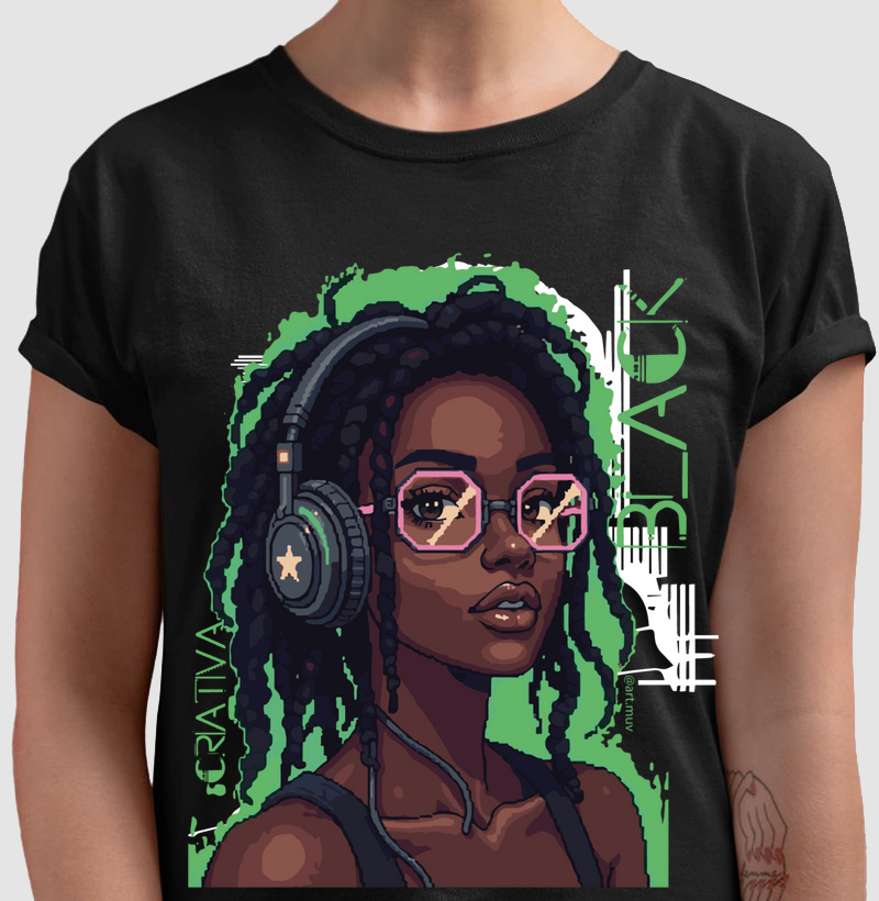 Camisa Artmuv - CRIATIVA BLACK MINA PIXEL