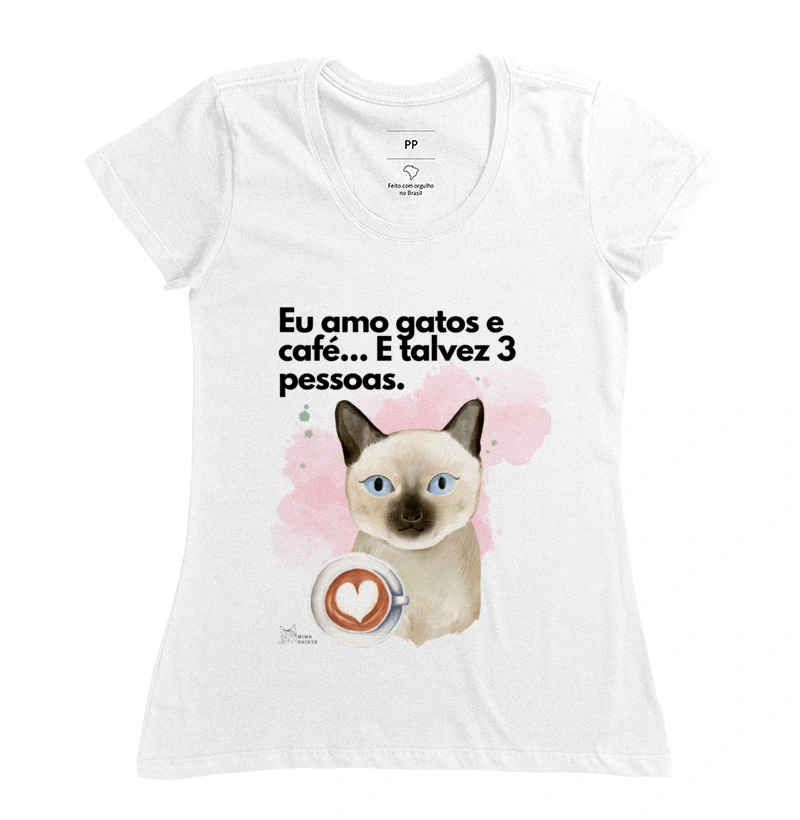 Camiseta "Eu amo gatos e café"