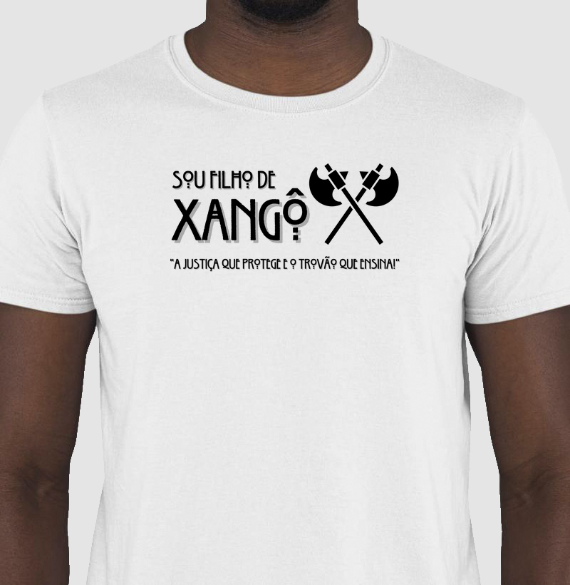 Camiseta Filho Xangô e Justiça Sombreado Branca