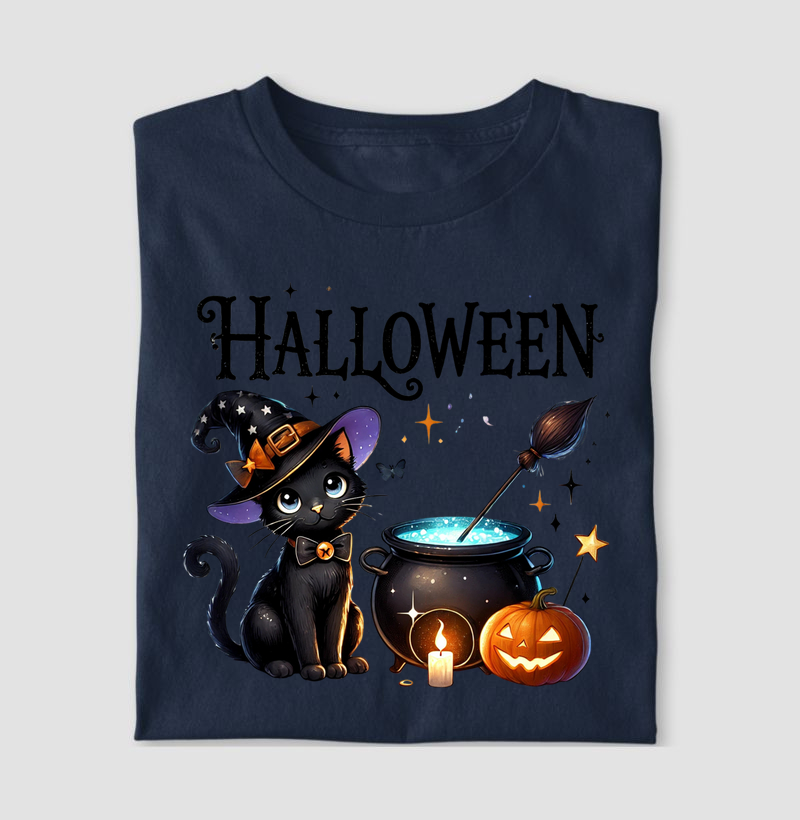 Camisa Gato Preto Halloween