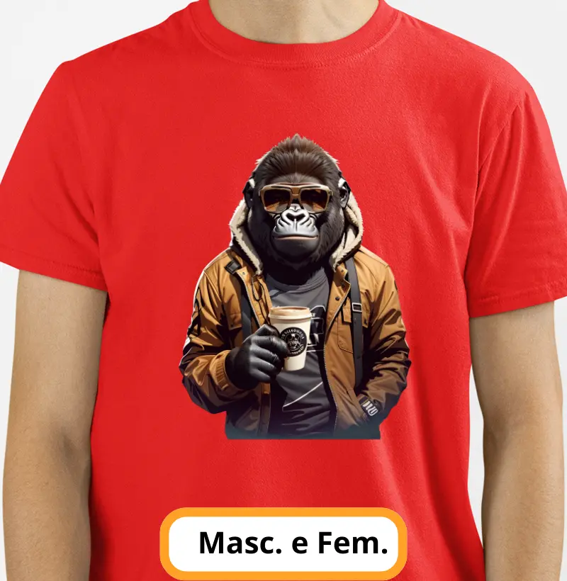 Camiseta - Gorila tomando Café