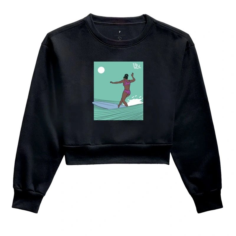 Moletom Cropped Surfistas Negras Longboard V01