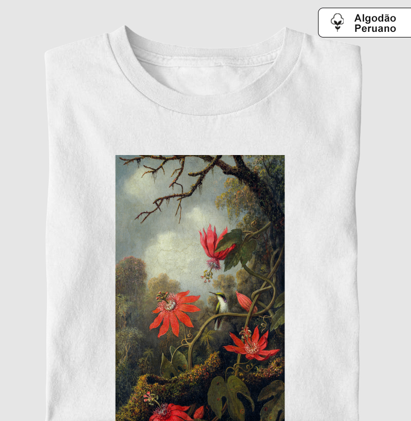 Hummingbird and Passionflowers