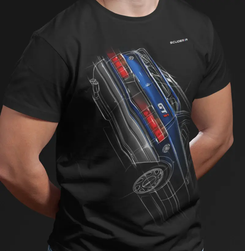 CAMISETA VW GOL GTI AZUL MONACO SKETCH ART SCUDERIIA