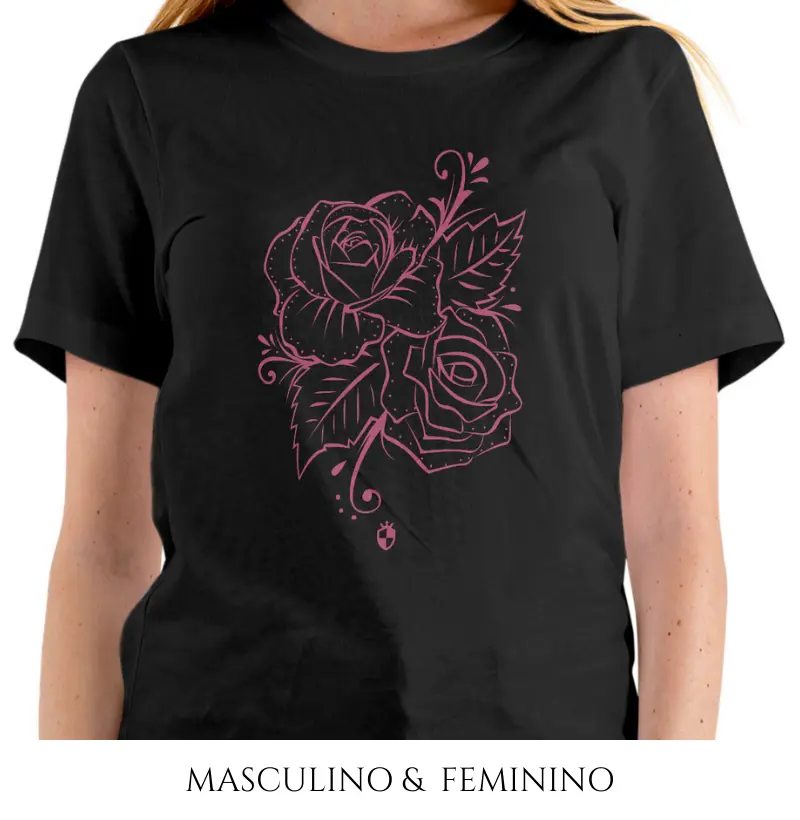 Camiseta Arte em Rosas Minimalista
