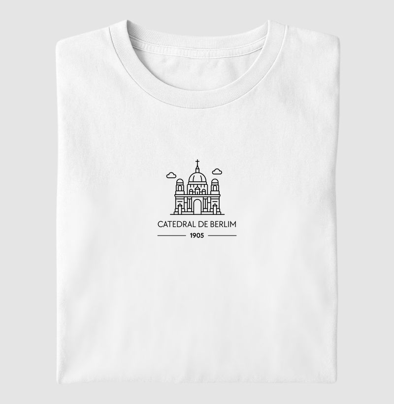 Camiseta “Catedral de Berlim 1905” – Line Art Design Arquitetônico (PP ao 4G) Algodão Premium