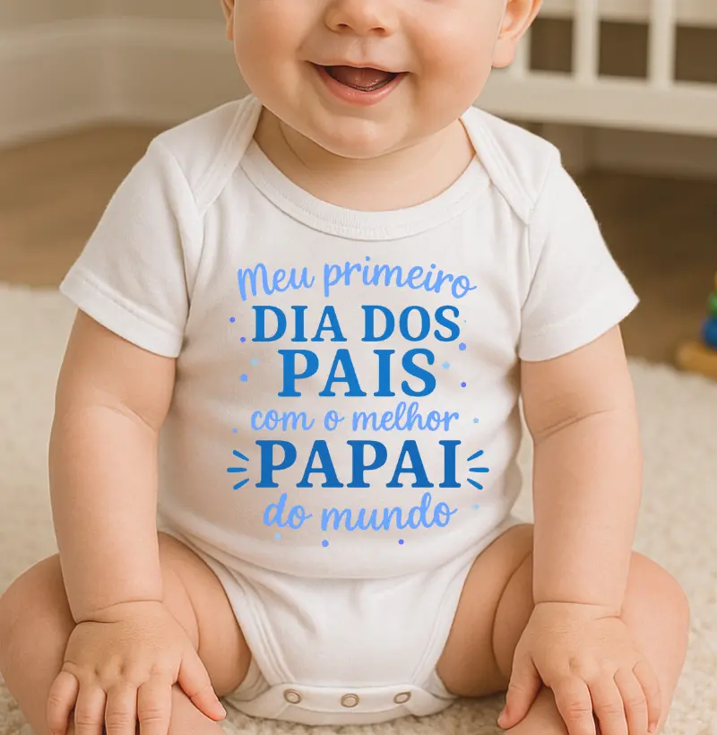 Meu 1o Dia dos Pais com o melhor Papai do mundo (azul / menino) (body bebê)