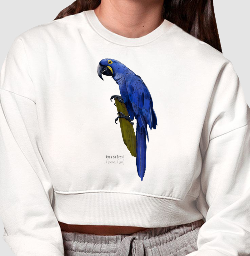Aves do Brasil II - Arara Azul - Moletom Cropped